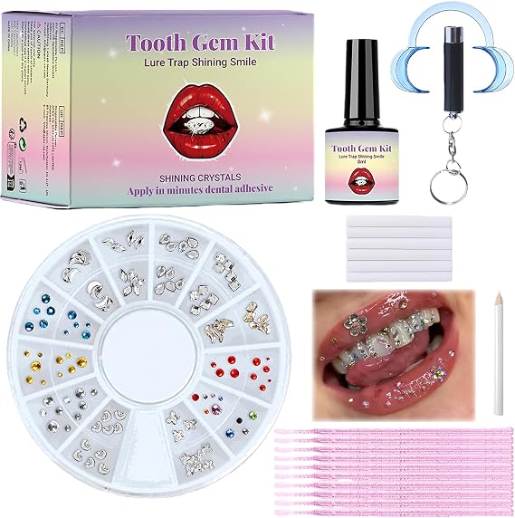 Tooth Gem Kit-DIY Crystal & Diamond Teeth Jewelry for Women, Easy Apply & Removable Crystal & Diamond Teeth Jewelry, Fashionable Smile Decoration for a Glamorous Look