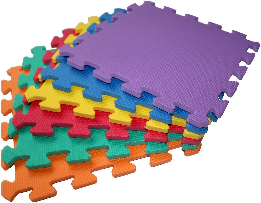 Soft Foam Play Mat Tiles - Interlocking Jigsaw Mat - EN71 Safety- Non-Toxic, 30cm x 30cm, Thick, Use for playpen Vivid 6 pcs Pack