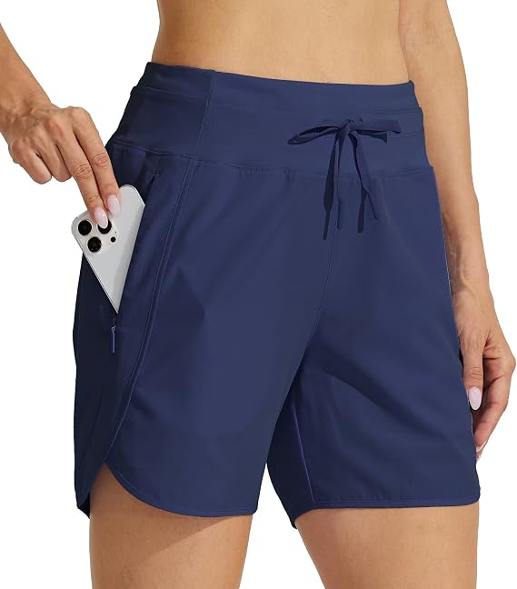 Willit Women's Athletic Running Shorts 5" Quick Dry Workout Hiking High Waisted Active Gym Exercise Zipper Pocket