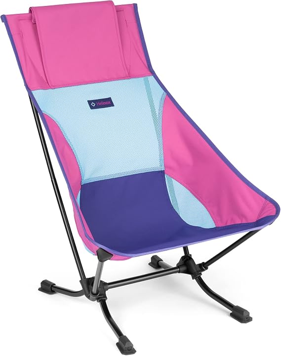 Helinox Beach Chair Lightweight, Lower-Profile, Compact, Collapsible Camping Chair, Multi Block, with Pockets