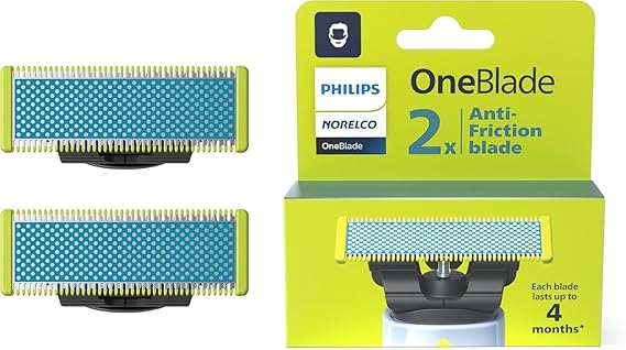 Philips OneBlade Replacement Blades for Face/Body Kit (Pack of 2/Anti-Friction)