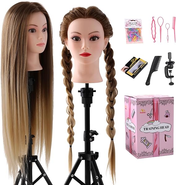 28" Hairdressing Head Cosmetology Mannequin Head with Hair Doll Head Blonde