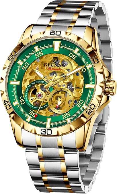 Men's Automatic Skeleton Mechanical Watch - Pre-Calibrated Movement | Stainless Steel Exposed Design for Business & Casual