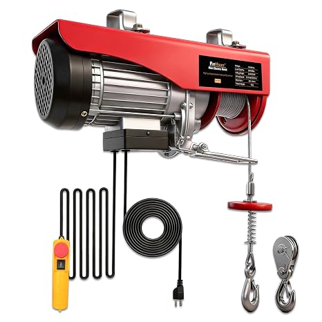 Electric Hoist 440 Lbs, 110V Electric Winch with 13ft Remote Control, Material Handling Tool with 38ft Lifting Height for Garage, Factories, Warehouses, Attic, Emergency Stop Switch