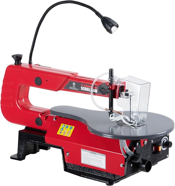 16-Inch Variable Speed Scroll Saw with LED Light & Extra-Large Adjustable Tilting Table Ideal for Woodworking Projects and Precision Cuts