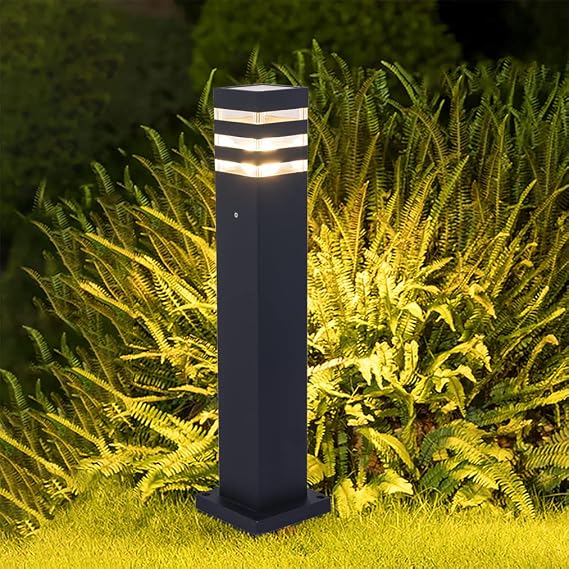 Pathway Lights Post Lights IP55 Waterproof Outdoor Lamp Post Lawn Light Floor Lamp E26 Lampholder Hardwired Suitable for 12V / 24V / 120V Voltage(23.5in, Black)