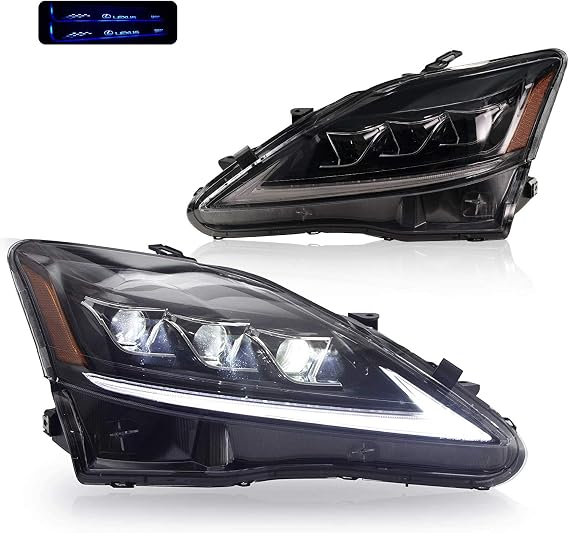 VLAND Lexus IS Headlight 3 Eyes Custom IS250 IS250C IS350 ISC ISF GSE20 USE20 Headlamp Flowing Turn Signals for LEXUS IS 2005-2013 HEAD LIGHTS