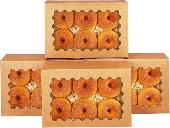 Gcardist Cookie Box with Window 9x6x2.5 Inch Pastry Biscuit Bakery Box for Packaging 22.9x15.2x6.4cm, Matte Brown, 15pcs
