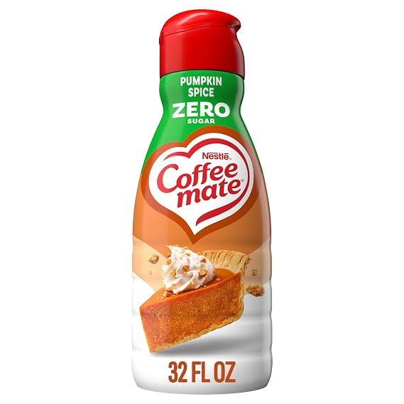 Coffee mate Pumpkin Spice Zero Sugar Liquid Coffee Creamer, 32 Fl Oz