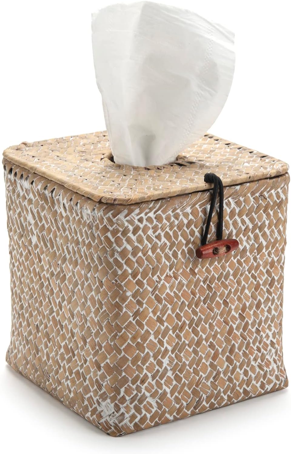 Seagrass Square Tissue Box Cover Woven Napkin Holder Decorative for Bathroom Farmhouse (Coffee, 5.5 x 5.5 x 5.5 Inch)