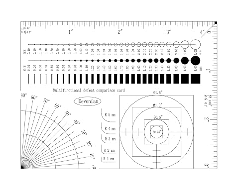 Multi-Function Inspection Gauge - Crack/Scratch/Angle Measurement Tool for Surface Defects & Size Comparison | Dual-Sided Laminated Wear-Resistant Ruler, 5PCS