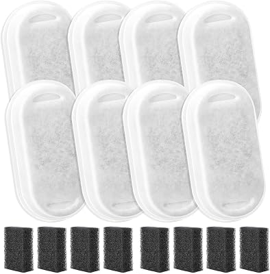 8 Pack Cat Water Fountain Filter, 2-Month Set Compatible with 74oz2.2L Stainless Steel Pet Fountain, Quiet, Durable, Efficiency Filtration