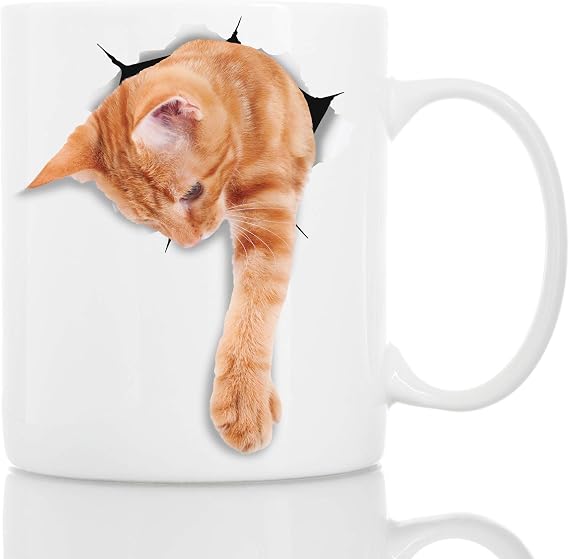 Winston & Bear Adorable Ginger Cat Coffee Mug - Ceramic Funny Coffee Mug Gift for Tabby Cat Lovers (11oz)
