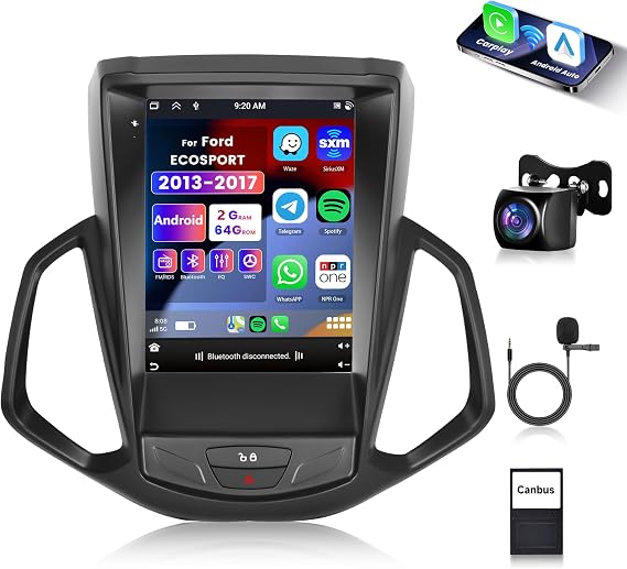 Rimoody 4Core 2G+64G Android 15 Car Stereo for Ford ECOSPORT 2013-2017 Wireless Carplay Android Auto, 9.7 Inch Touch Screen Car Radio with GPS Navigation WiFi Bluetooth + AHD Backup Camera