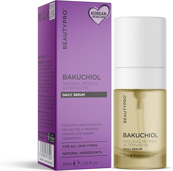 BEAUTYPRO BAKUCHIOL Serum 30ml Natural Retinol Hydrating Formula Nourishing Korean Skincare Water-Free Vegan Ingredients Multi Award Winning Brand