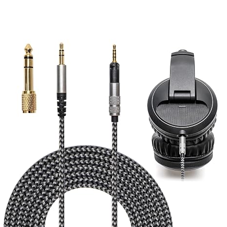 Long Steps Cable Compatible with Pioneer HDJ X5 X7 S7 CUE1 DJ Headphone Length 2m 6.5feet Soft Nylon Lightweight Includes 1/4" 6.35mm Adapter