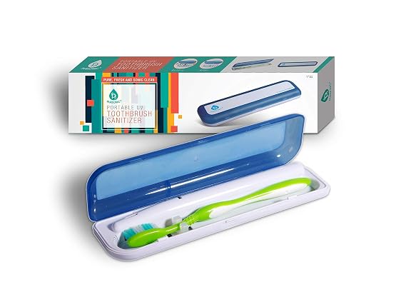 Pursonic Portable UV Toothbrush Sanitizer Case - Travel Toothbrush Sanitizer and Holder - For Electric and Manual Brush Heads with UV Light & Auto Shut Off Timer