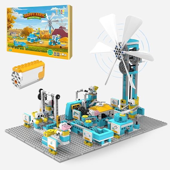 STEM Robot Toys Building Kit Happy Farm Building Toys with Motor 6+ Years Old Engineering Science Learning Educational DIY STEM Project Robot Gift for Boys and Girls 570+ Pieces