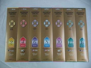 Gonesh 2 4 6 8 10 12 14 Incense Sampler 20 Sticks X 7 Packs 140 Stick