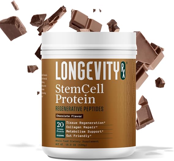 Stem Cell Protein Powder Chocolate Bone Marrow & Bone Broth Protein, Bacillus Subtilis AB-22, Natural Peptides Cellular Recovery 30 Servings