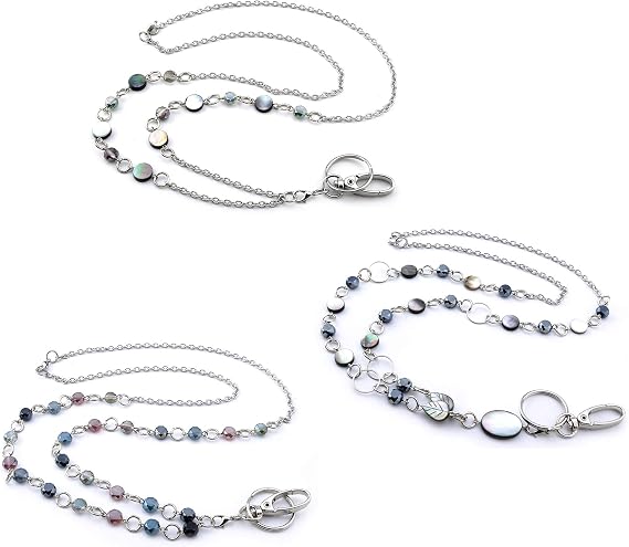 Beautiful ID Necklaces ID Balled Beads Lanyards for Keys ID Badge Holder Stainless Steel Chain