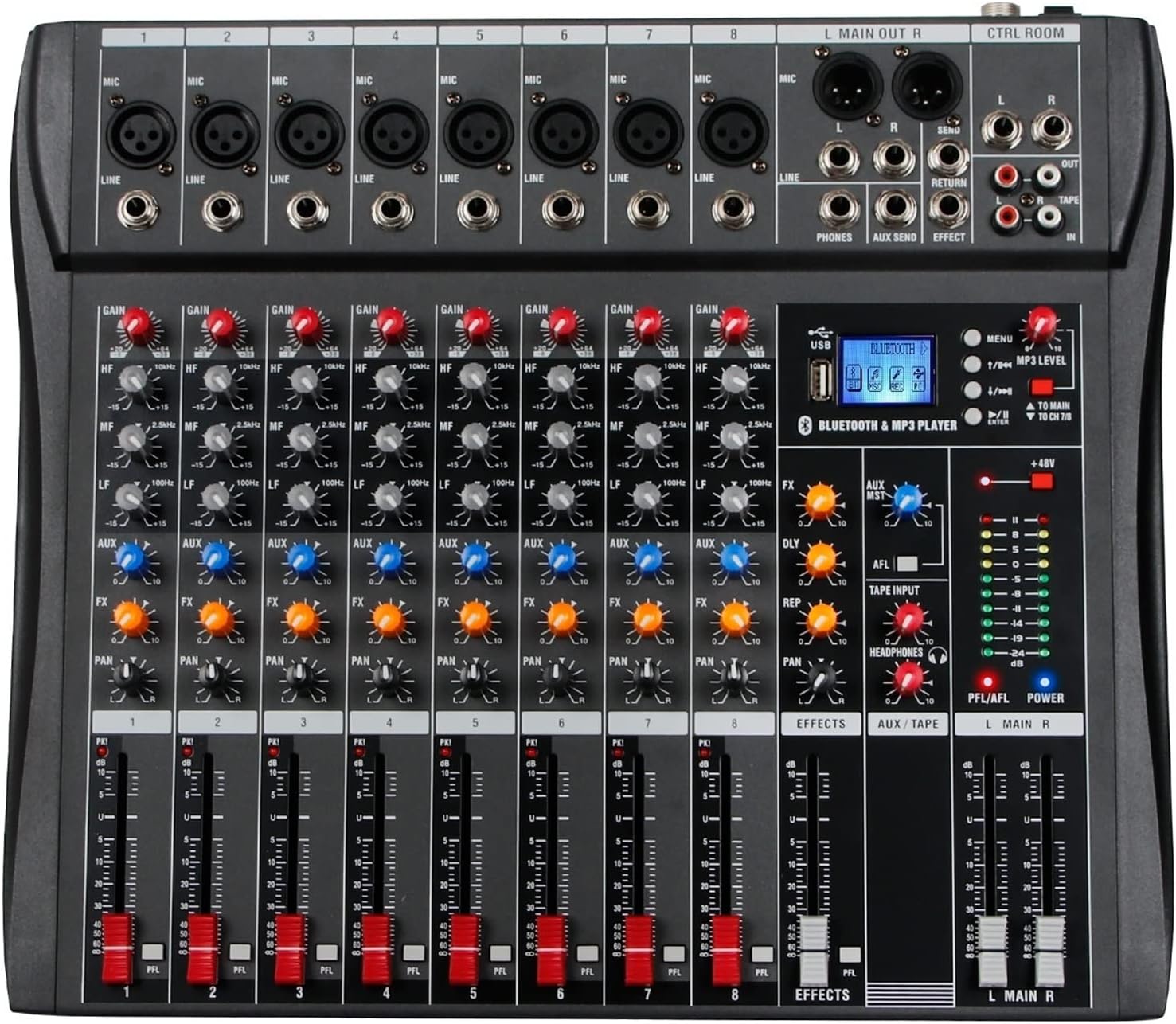 AGAATI Audio Mixer Dj Controller Mixer Sound Mixing Table Card Professional Pc Digital Consoles Interface Console Pro Equipment 8 Channel DJ Mixing Board