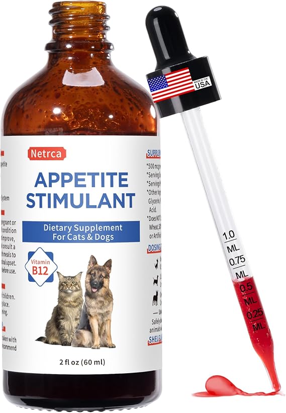 Appetite Stimulant for Dogs & Cats - Vitamin B12 (Methylcobalamin) Liquid Supplement - Boosts Appetite, Energy, and Mood - 60 ml