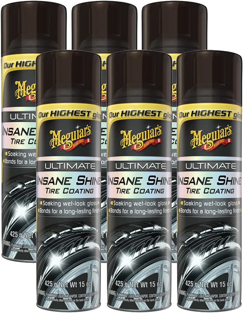 Meguiars Insane Shine Tire Coating, 15 oz Aerosol Spray, 6 Pack