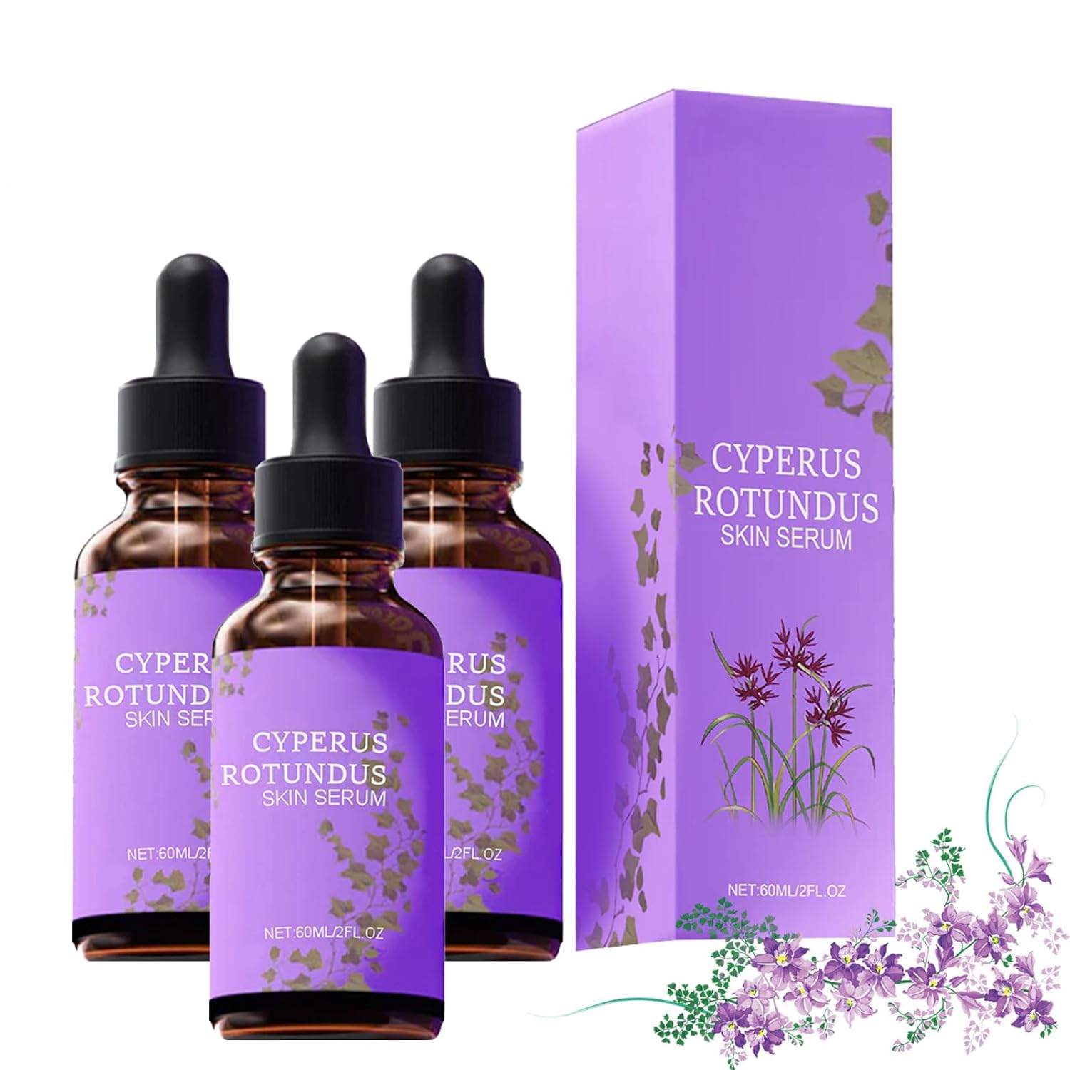 Cyperglow - Cyperus Rotundus Skin Serum, 60 Ml  2 Floz Cyperglow Oil, Cyperus Rotundus Oil for Hair Removal, Suitable for All Skin Types Medium, 3