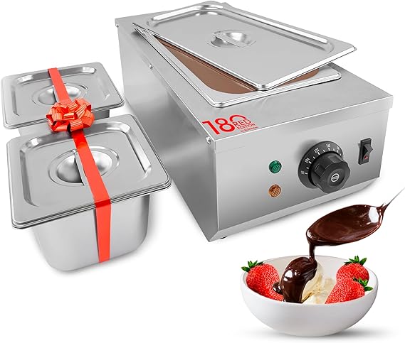 ALDKitchen Chocolate Melting Pot - Commercial Stainless Steel Electric Chocolate Melter, 1 Large Tank + 2 Extra Small Tanks, Adjustable Temp 86-185 F for Desserts & Candy