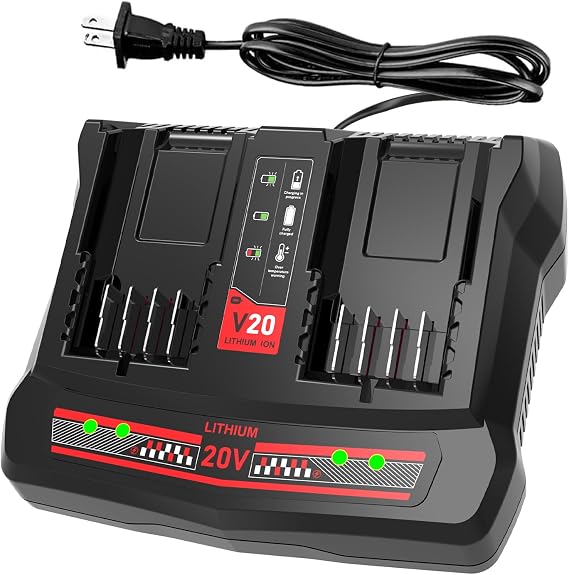 CMCB124 Dual Port V20 Charger for Craftsman V20 Battery CMCB202 CMCB204 CMCB205 Replacement for Craftsman 20V Battery Charger