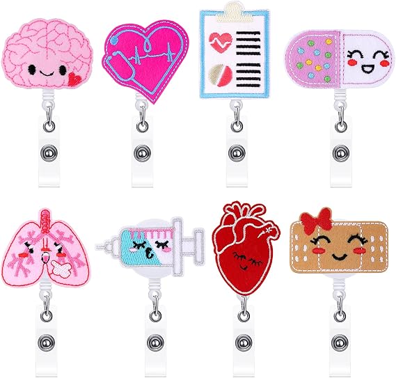 Zonon Nurse Badge Reel Pediatric Retractable Felt Clip,Lovely Style | Holiday Christmas Theme Santa Reindeer Snowman, Nursing Week Gifts for Doctors CNA Medical Staff, Retractable ID Badge Clip