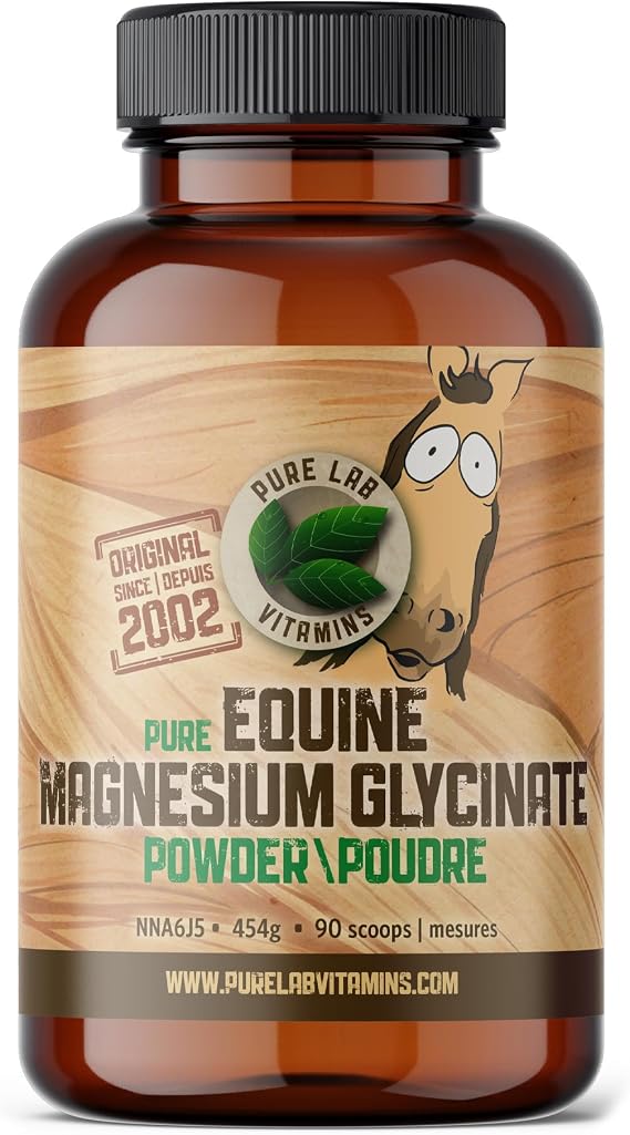 Pure Lab Vitamins Equine Magnesium Glycinate Powder 454 g | For equine use, promotes muscle function, additive-free, Vegan, third-party tested