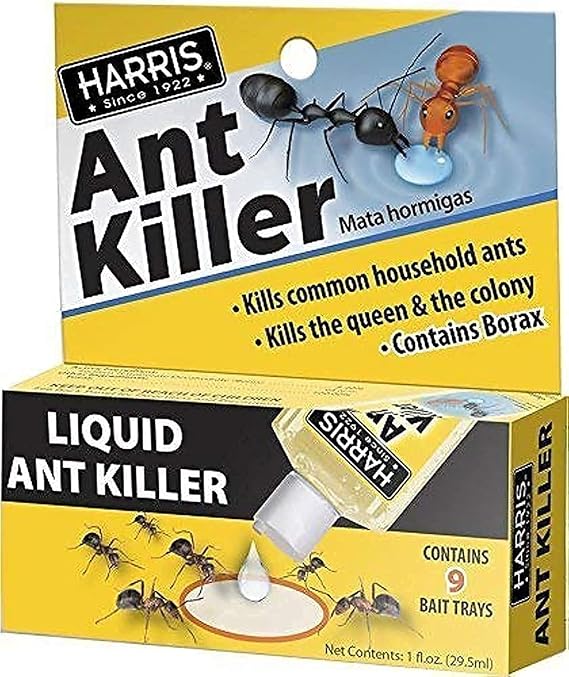Harris Borax Liquid Ant Killer, 1oz - Includes 9 Bait Trays (1-Pack)
