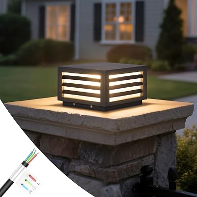 Post Lights Outdoor, 8.8 Hard Wired Outdoor Column Lights, IP54 Waterproof Column Light, 3000K Landscape Pillar Lamp, Square Pillar Patio Lamps Lighting for Posts Fence Deck Gate Entrance Yard