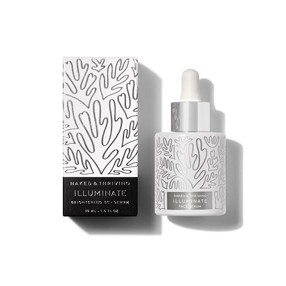 Naked & Thriving Illuminate BC+ Face Serum | Hyaluronic Acid, Vitamin C, Bakuchiol | Organic, Vegan, Naturally-Derived Skin Care | For Mature Skin, Visible Spots and Wrinkles (1.0 fl oz/30 mL)