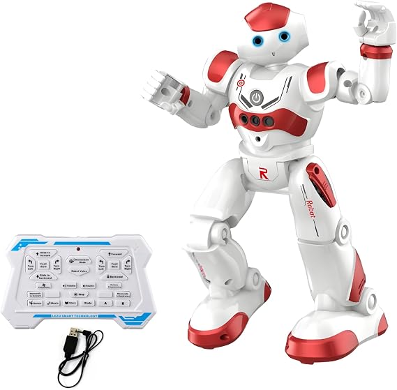 Giffy/Oyuncak Uzaktan Kumandalı El Sensörlü Akıllı Robot Şarjlı Led Işıklı Sesli Müzikli Moonwalk Dans (Kırmızı)