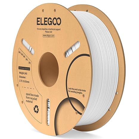 ELEGOO PLA 3D Printer Filament 1.75mm White 1KG, Precision Wound
