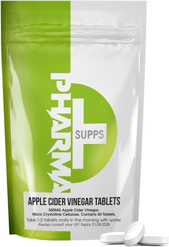 Pharma Apple Cider Vinegar 500mg - High Strength ACV Supplement for Digestion, Detox & Weight Management - 60 Tablets, UK-Made, No Harsh Taste, Easy-to-Take Formula