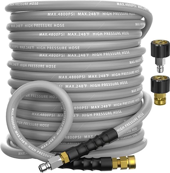 3/8" ID 4800PSI Pressure Washer Hose 50FT, Steel Wire Braided Pressure Hose