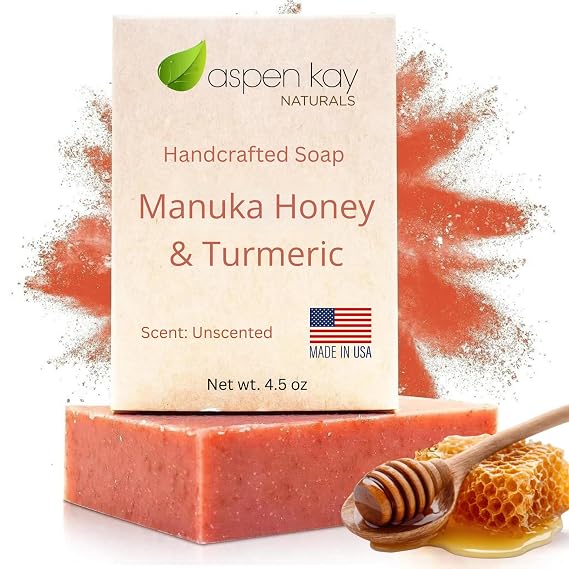 Manuka Honey & Turmeric Soap with Organic Aloe Vera & Shea Butter. 4.5 oz