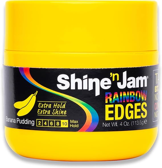 Ampro Shine-n-Jam Rainbow Edges - Curly Hair Gel for Women - Styling Gel for Women - Strengthens with Silk Protein - Banana Pudding - 113.5 g