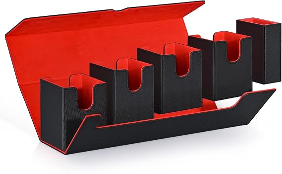 UAONO Card Deck Box with Dice Tray for MTG, Black Red