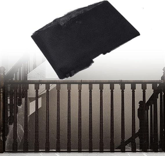 Fabric Anti-fall Protective Safety Net, 70/80/90/100cm Width, Mesh Stairway Safety Net for Balcony, Window, Stair, Patios, Railing Stairs Netting, Protective Netting ( Color : Black , Size : 60x700cm