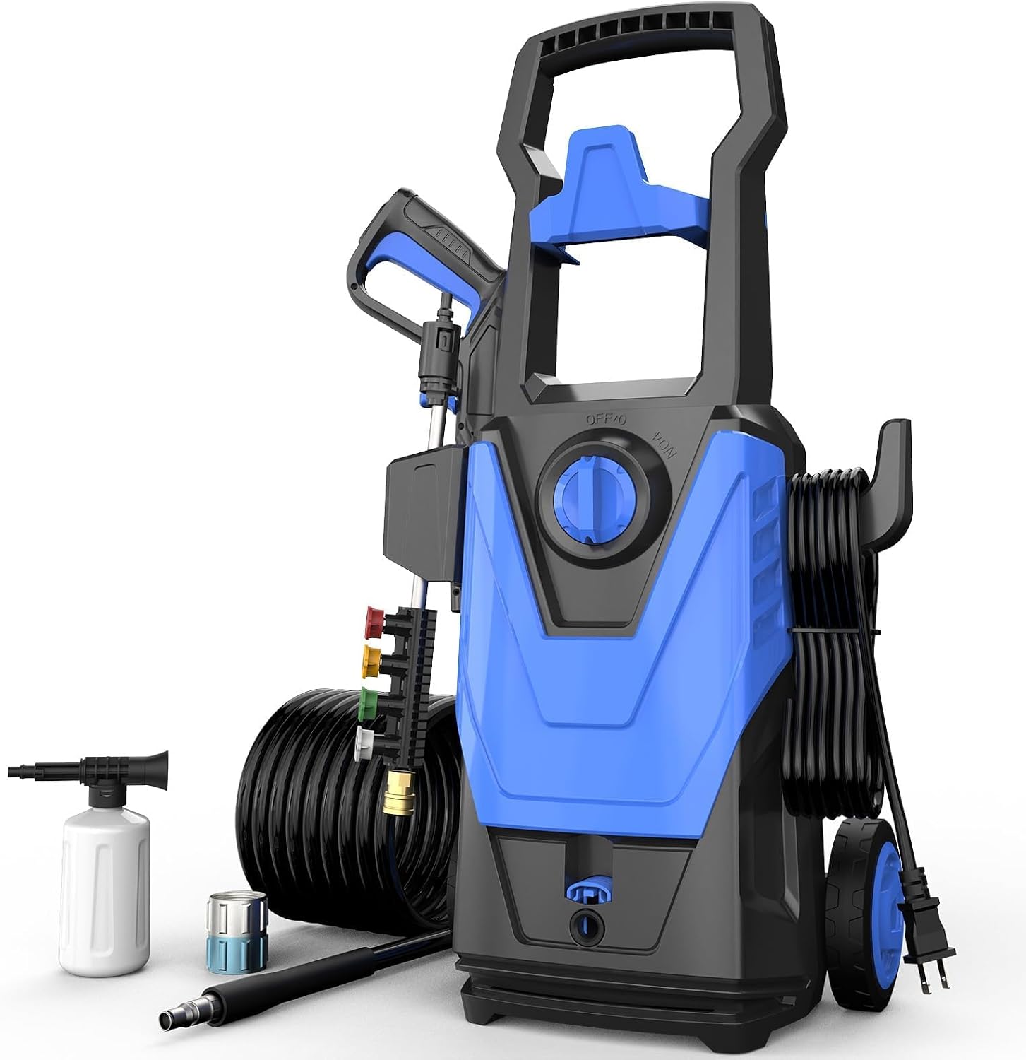 AgiiMan Electric Pressure Washer - 4000 PSI Max 3.2 GPM Power Washer Electric Powered with 20FT Hose, 4 Nozzles, Foam Cannon, High Pressure Cleaner Machine for Cars, Patios, Driveways, Fences, Blue