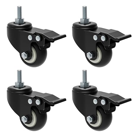 ynVISION.DESIGN Stem Caster Wheels for AV Racks, 2 Inch Lockable, Pack of 4