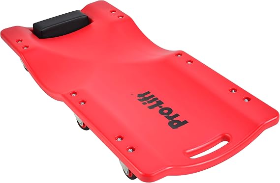 Pro Lift Mechanic Plastic Creeper 36 Inch - Blow Molded Ergonomic HDPE Body with Padded Headrest - 300 Lbs Capacity