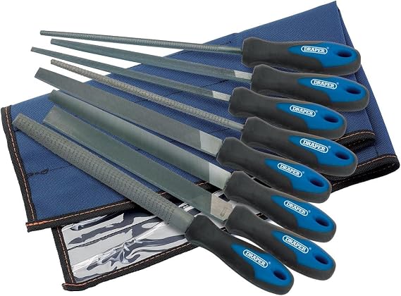Draper 44961 Engineers File and Rasp Set with Soft Grip, 200mm, 8 Pieces , Blue