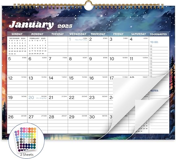 XISIDO 2025 Calendar 18 Month Wall Calendar 2025-2026, January 2025 to June 2026 Calendar with Julian Dates, 14.8" X 11.5" (2025-2026 Wall Calendar Starry Sky)