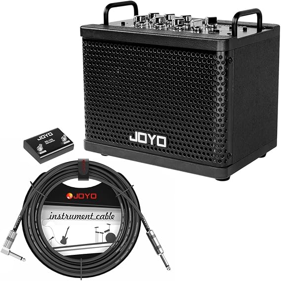 JOYO DC-15S Digital Modeling Combo Amplifier Bundle with CM-12 Mono 6.35mm Instrument Cable Straight-to-Right Angle